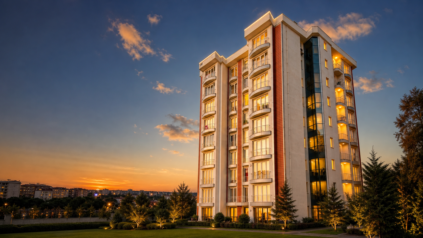 Astaş İnşaat Kutlu Residence konut projesinin dış cephe ve peyzaj görünümü